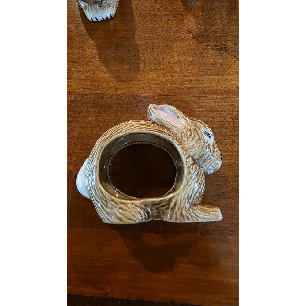 Ceramic Bunny Rabbit / Easter Napkin Rings/Holders Set of 12